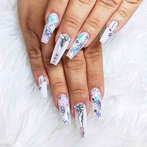 Christmas Nail Glitter Sequins, 24 Grids Holographic Snowflake Nail Art Flakes Xmas Tree Snowmen Santa Claus Stars Christmas Nail Design Winter Nail Sticker Decals Manicure DIY Christmas Decorations