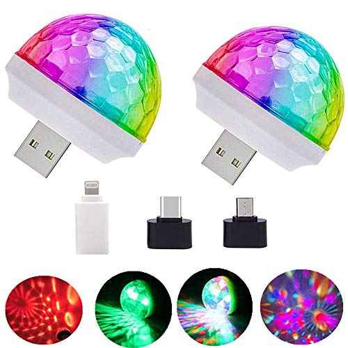 USB Mini Disco Lights, Stage DJ Lights,Boolian, Magic Ball Lights, Stage Lights, USB Port Power, Birthday Party Christmas Family KTV Wedding Show bar car Interior Decoration Good Choice (2-pcs)