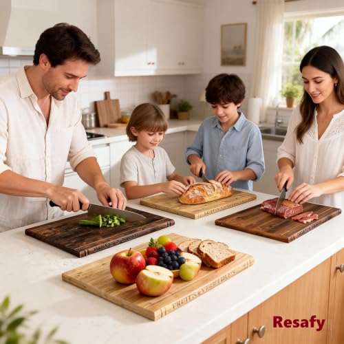 Book-Shaped Cutting Boards Set of 3 - Acacia & Walnut Kitchen Prep Boards