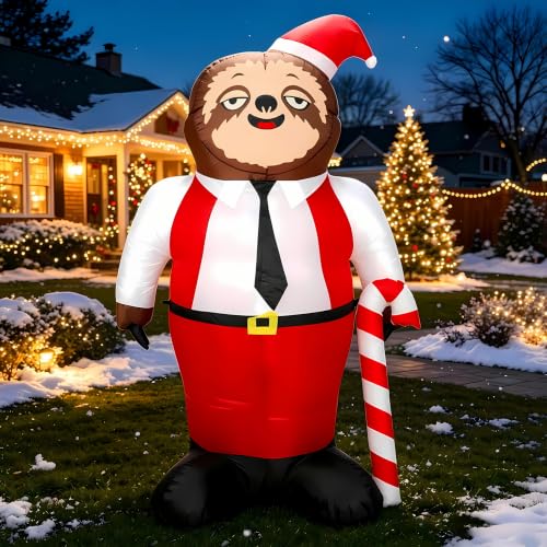 6ft Christmas Sloth Inflatables with LED Lights Outdoor Decoration