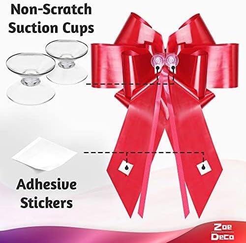 Zoe Deco - Giant Red Car Bow - 23 Inch Decorative Bow for Birthdays, Weddings & Surprise Parties