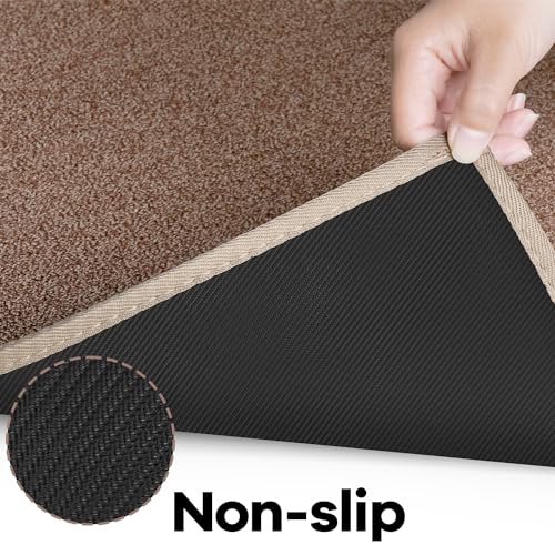 AREDO Brown 6' x 2' Non-Slip Runner Rug - Washable Low Pile Floor Carpet