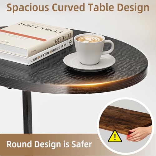 Elbourn Black Folding C-Shaped Side Table - Compact Sofa & End Table
