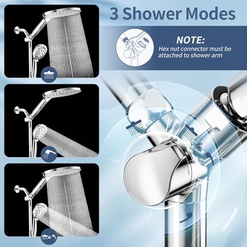 KAIYING Chrome High Pressure Dual Shower Head with Handheld Spray Combo