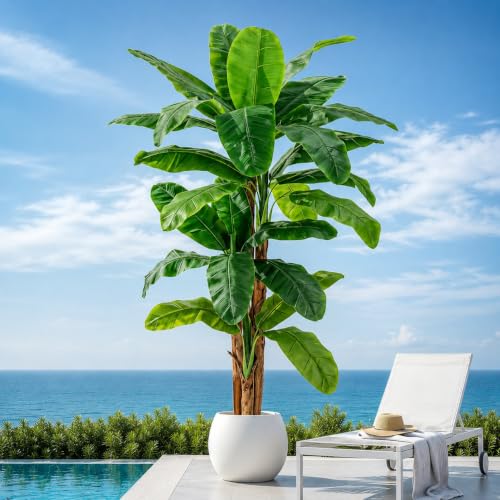 Keeplush 8ft Extra Tall Artificial Banana Tree with 24 Large Leaves, Indoor Outdoor Decor
