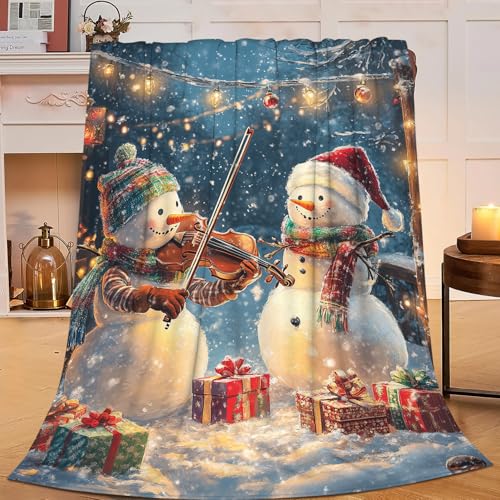Snowman Blanket Christmas Throw Blanket Soft Cozy Warm Fuzzy Fleece Lightweight Plush Merch Snowman Decor Gifts for Lover Man Woman Boy Girl Couch Bedding Sofa 50"X40"