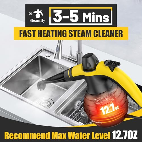 Pressurized Handheld Steam Cleaner with 10 Accessories for Home & Car Cleaning