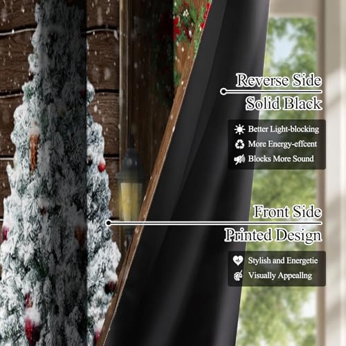 Hraiufc 52x84 Inch Blackout Curtains for Living Room Bedroom Xmas Holiday Decor, Pack of 2