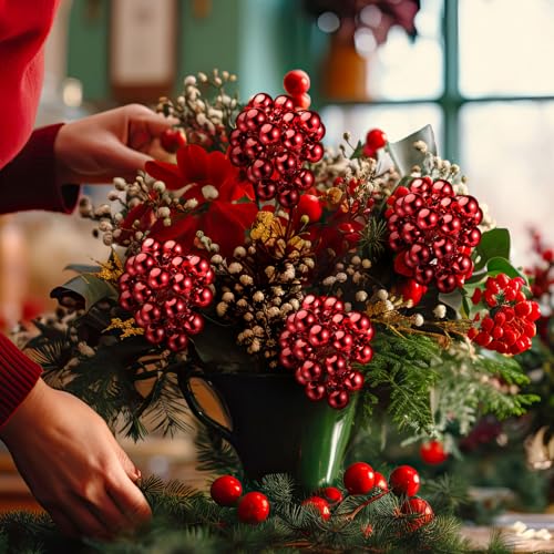 Soulchen Burgundy Christmas Berry Tree Picks Set of 6 - Holiday Ornaments