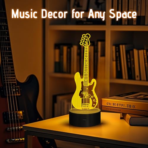 Guitar Gifts, Bass Guitars Night Light, Music Lamp with 16 Colors Changing & Timer & Dimmer, Gifts for Birthday, Xmas, Graduation, Back to School for Men, Boys, Teachers, Guitar Player