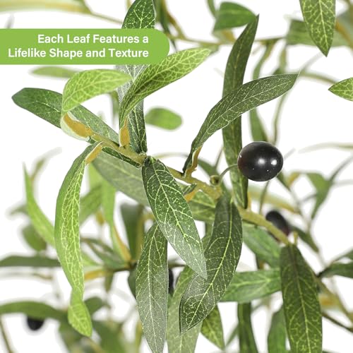 6ft Faux Olive Tree with Natural Textured Trunk & Lifelike Leaves - Realistic Indoor Decor