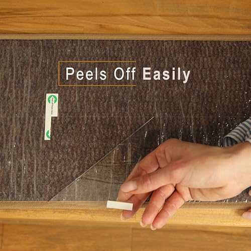 15 Pack Non Slip Stair Treads for Wooden Steps - Peel & Stick Carpet Runners