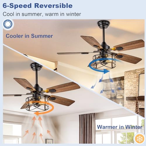 Depuley 42-Inch Farmhouse Ceiling Fan with Lights - Black Walnut Variation 01
