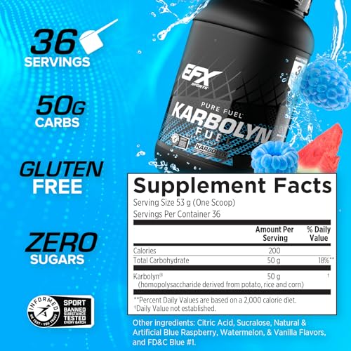 EFX Sports Karbolyn Fuel Carbohydrate Powder Blue Razz Watermelon 4.4lb - Fast Energy & Recovery