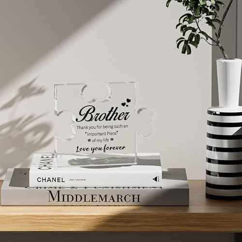 Birthday Gifts for Brother, Acrylic Puzzle Plaque Desk Decor - Brother Gifts from Sister, Gifts for Brother Adult, Brother Gifts for Fathers Day Christmas - 3.3 * 2.8inches
