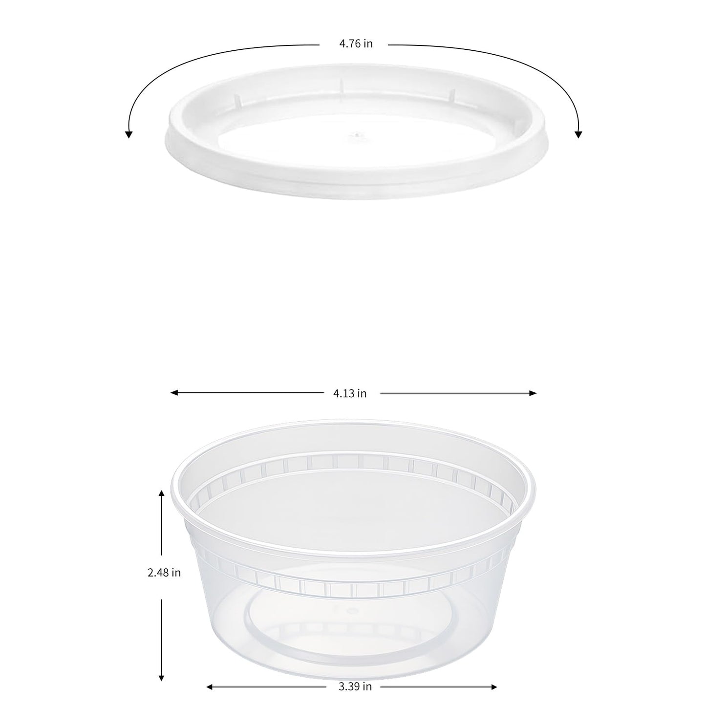 plaspapier 8 oz Clear Plastic Condiment Cups - 48-Pack with Lids, Airtight Small Food Containers, BPA-Free, Dishwasher Safe