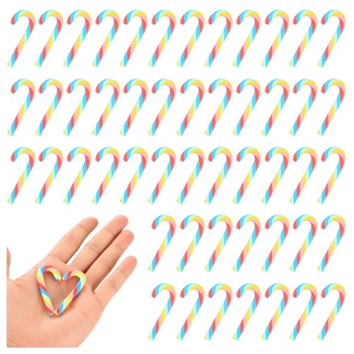 NUOBISHI 2-Inch Fake Candy Canes - Set of 50 Mini Christmas Polymer Clay Ornaments, Color 2