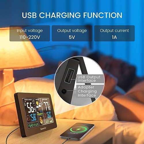Wireless Indoor Outdoor Weather Station with 2 Sensors - Black