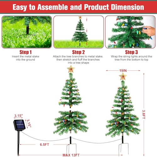 Solar Christmas Trees Lights Outdoor, Powered Xmas Tree Stake Outside