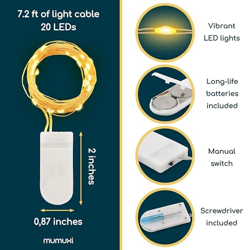 MUMUXI 12 Pack 7.2ft Fairy Lights Battery Operated String Lights, 20 Mini LEDs for Centerpiece Table Decorations, Wedding Party Bedroom Mason Jar Christmas Decor, Warm White