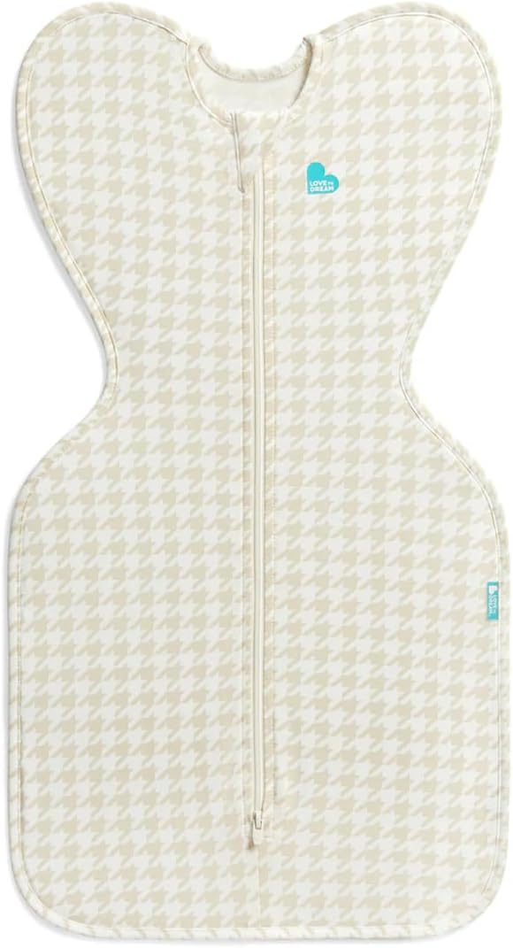 Love to Dream Swaddle UP Sleep Sack | Self-Soothing Design for Improved Sleep | 0-3 Months, 1.0 TOG, Tan Houndstooth
