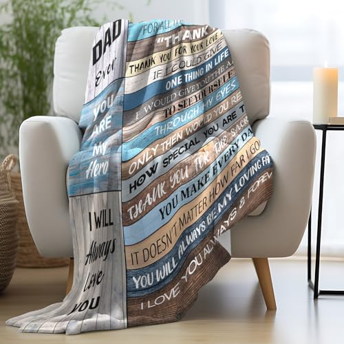 Christmas Dads Gifts, Gifts for Dad Xmas Throw Blanket 60" x 50", Dad Birthday Gift from Daughter/Son, Gifts for Dads Birthday, Father Bday Gift Ideas, Presents for Father from Kids