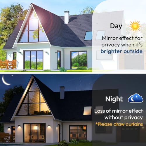Rabbitgoo Window Privacy Film 29.5 x 157.4 Inches Black Silver One Way