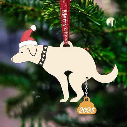 Funny Christmas Ornaments 2025 Pet Dog Christmas Ornaments Dog Ornaments for Christmas Tree Wood Laser Engraved (Wooden lab)