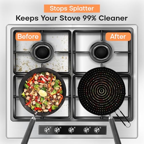 Beckon Ware 13-Inch Silicone Splatter Screen for Frying Pan - Black