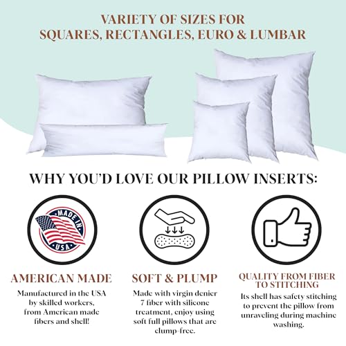 Pillowflex Premium Polyester Pillow Insert 21x37 Inches for Decorative Shams