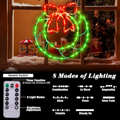 Glooglitter 4 Pcs Christmas Window Silhouette Lights with Bow, 80 LED USB Decor
