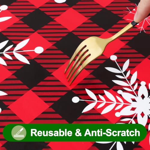 Smiry Black & Red Round 36-44 inch Tablecloth, Elastic Fitted Waterproof Cover