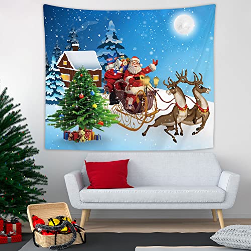 RosieLily Christmas Tapestry Wall Hanging, Winter Tapestry Deer Tapestry Snow Tapestry Santa Claus Xmas Holiday Wall Tapestry for Bedroom Living Room Dorm Wall Decor, Chirstmas Gift, 59" x 79" Inches