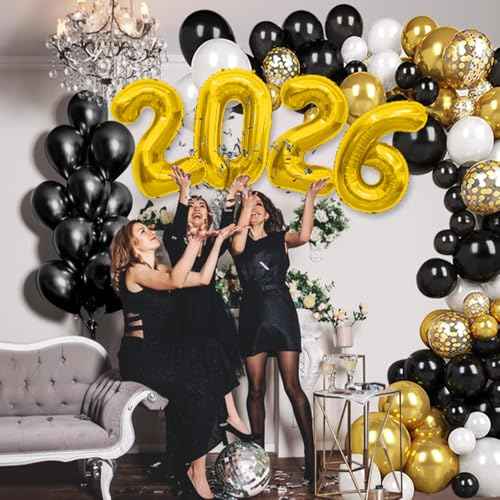 2026 Balloons, 40 Inch 2026 Number Balloons Gold 2026 Balloon Large Foil New Year Balloon Numbers 2026 Mylar Baloons for Birthday Christmas Graduation New Years Eve Party Supplies Decorations