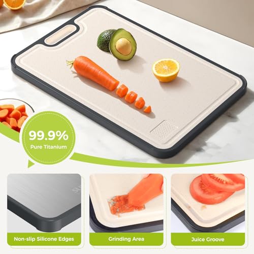 Titanium Cutting Board, Double Sided Food Grade Pure Titanium/PP,
