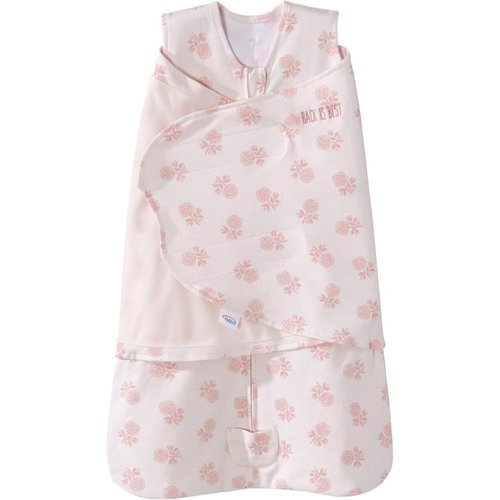 HALO 100% Cotton Sleepsack Swaddle - 3-Way Adjustable Wearable Blanket, TOG 1.5, Watercolor Rose Toss Blush, Newborn (0-3 Months)