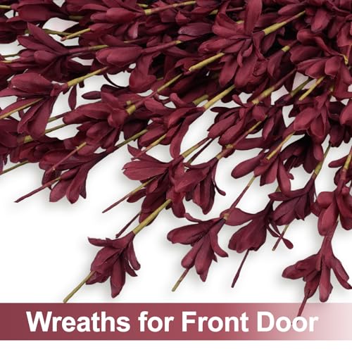 LZNPA 26 Inch Realistic Fall Wreath for Front Door, Wine Red Autumn Decor