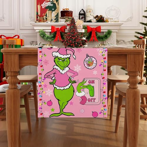 Linen Pink Christmas Table Runner 72 Inches Long Pink Christmas Decor Christmas Xmas Winter Holiday Home Kitchen Dining Room Table Decorations