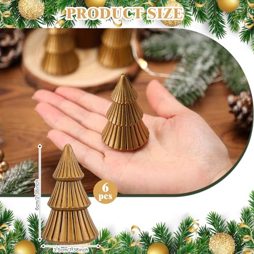 Antique Gold Christmas Tree Place Card Holders, 6-pack