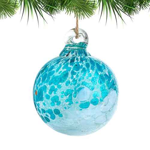 Hand Blown Glass Gazing Balls for Garden Hanging Friendship Balls Christmas Ball Ornaments for Xmas Tree Decoration (Blue - B)