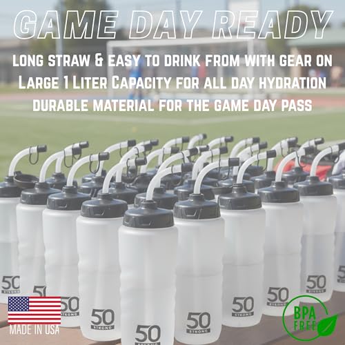 50 Strong 1L Sports Water Bottles - 18 Pack, BPA-Free, Durable Hydration