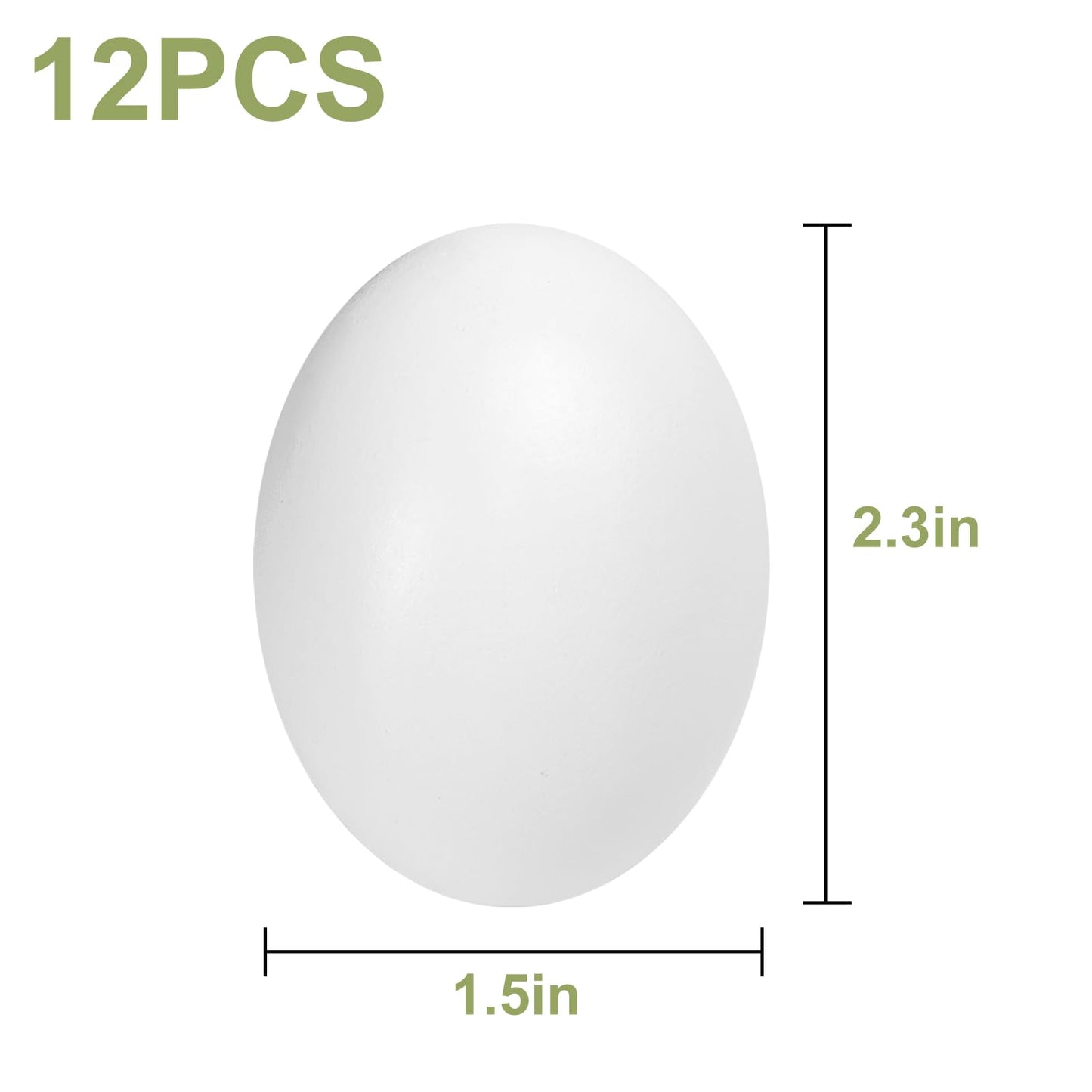 QMET 12 Pieces White Wooden Fake Eggs, Wood Eggs for Easter Crafts & DIY Decorations