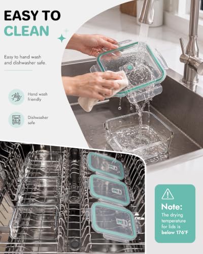 10-Pack Borosilicate Glass Food Storage Containers Set with Plastic Lids - Oven & Freezer Safe, Leak-Proof, BPA-Free - Variation: Plastic Lids / 10 Pack