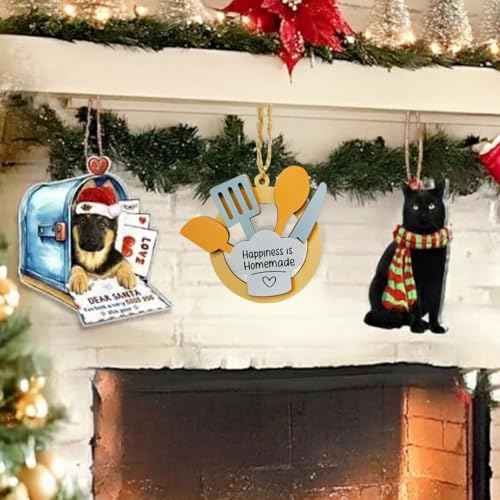 Rustic Farmhouse Style, Happiness is Homemade Design, Cooking Christmas Ornament, Baking Ornaments for Christmas Tree, Kitchen Themed Christmas Ornaments, Cook Ornament Gift for Women