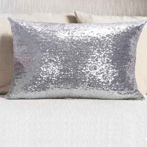 12X20 in Glitter Sequin Throw Pillow Cover Sham Case Cushion Covers Pattern Zipper Pillowslip Pillowcase for Bed Room Sofa Couch Chair Back Seat