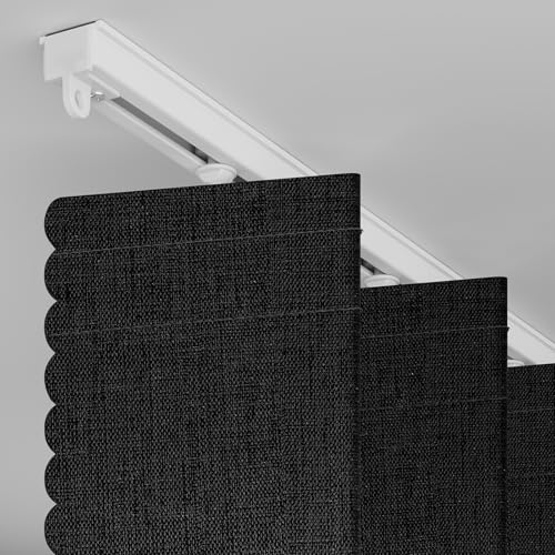 AJAZZ Blackout Sliding Door Curtains - 43W x 79L, Magnetic Accordion Door Set, 1 Pack, Black
