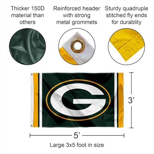Green Bay Packers 3x5 NFL Football Team Flag - Large Outdoor Banner