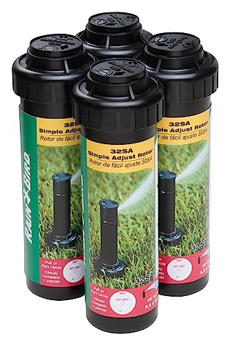 Rain Bird 32SA Gear Drive Rotor 19-32 Feet Full Circle 4-Pack - Water-Saving Sprinkler System