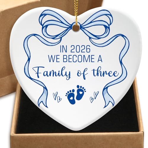 Family of Three Christmas Ornament - Baby Announcement Gift for New Parents 2026