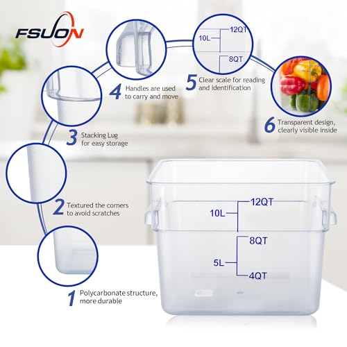 4 Pack 12 Qt Clear Polycarbonate Food Storage Containers with Airtight Lids